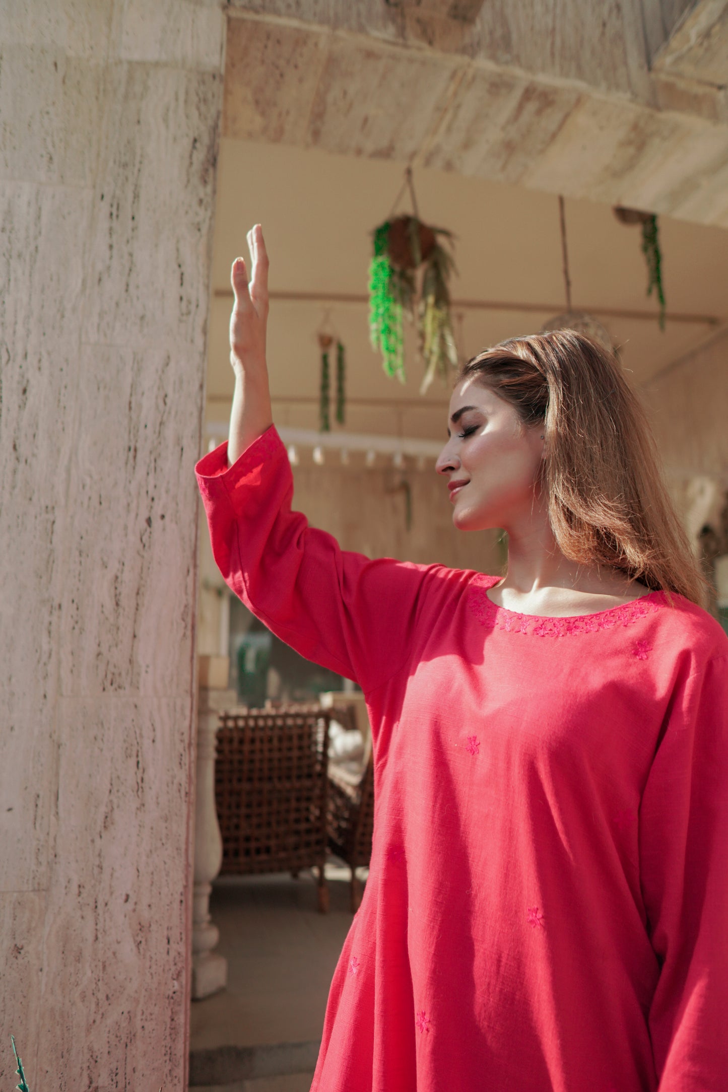 Shocking Pink Khaddar