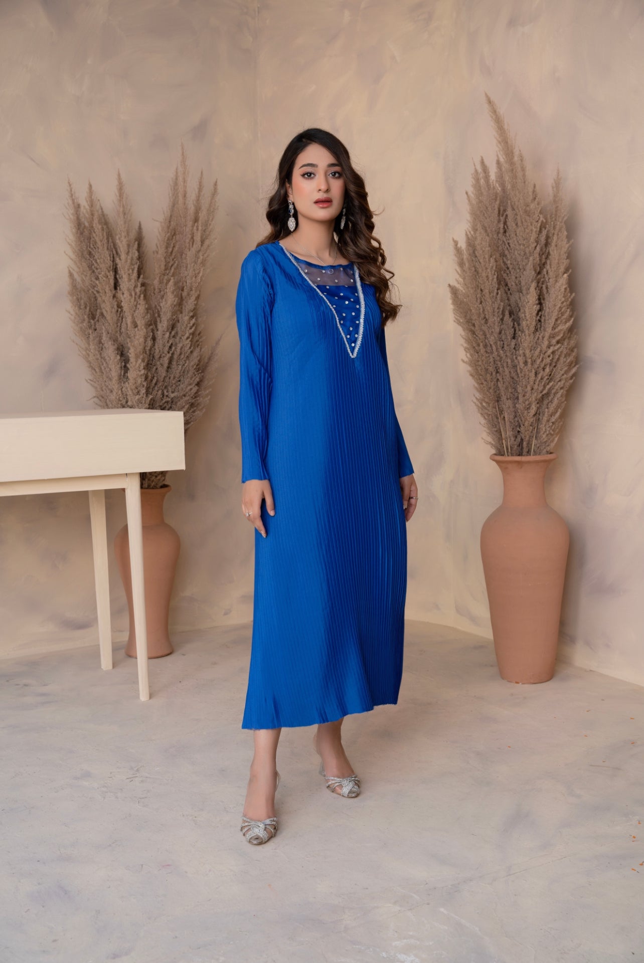 Royal blue Pleated dress