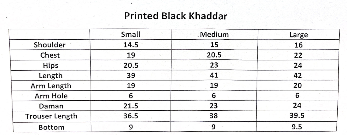 Black printed khaddar 2 piece